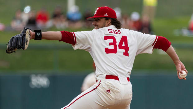 Brett Sears pitcher Nebraska vs South Dakota State baseball 2023 horiz